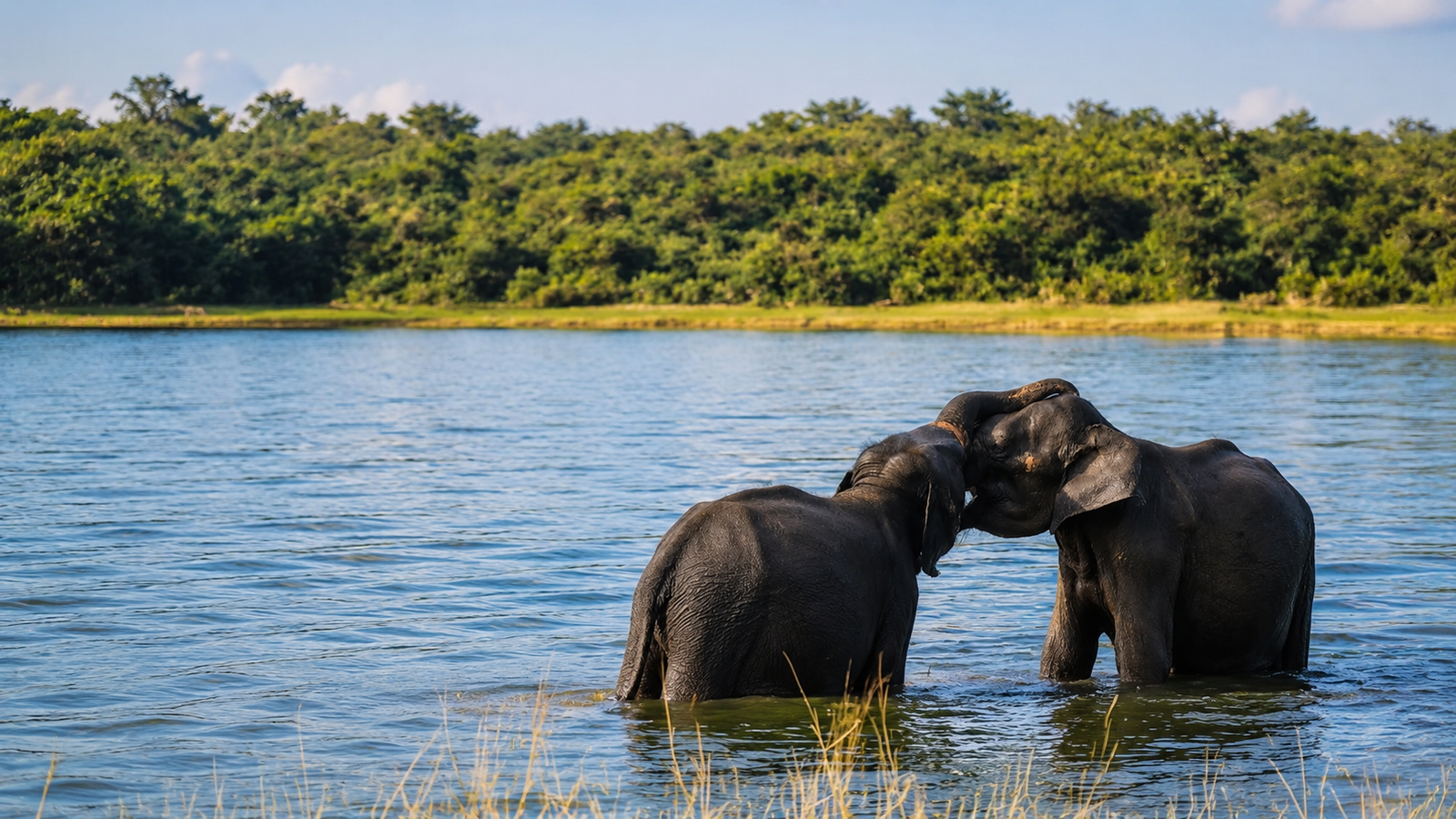 Elephants playing in Udawalawe